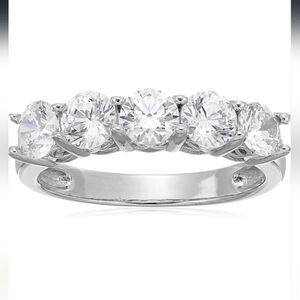 Amazon Essentials Sterling Silver Five-Stone Cubic Zarconia 2 Ct NWT